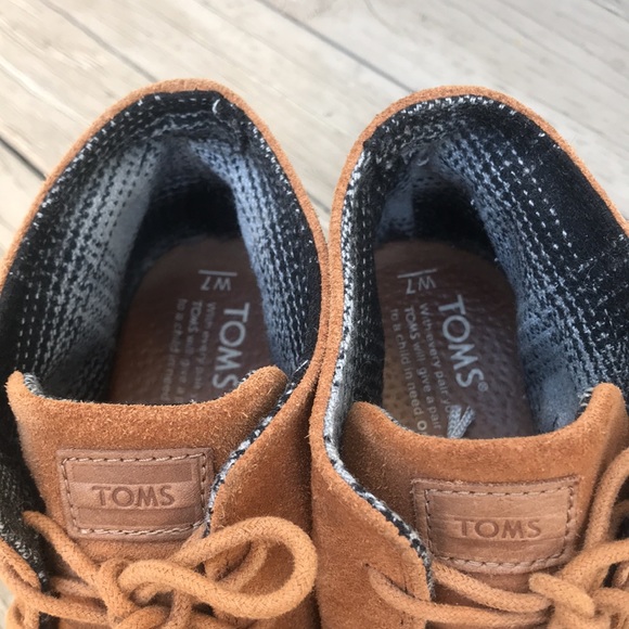 Toms ankle booties wedge with plaid lining size 7 - Picture 2 of 6